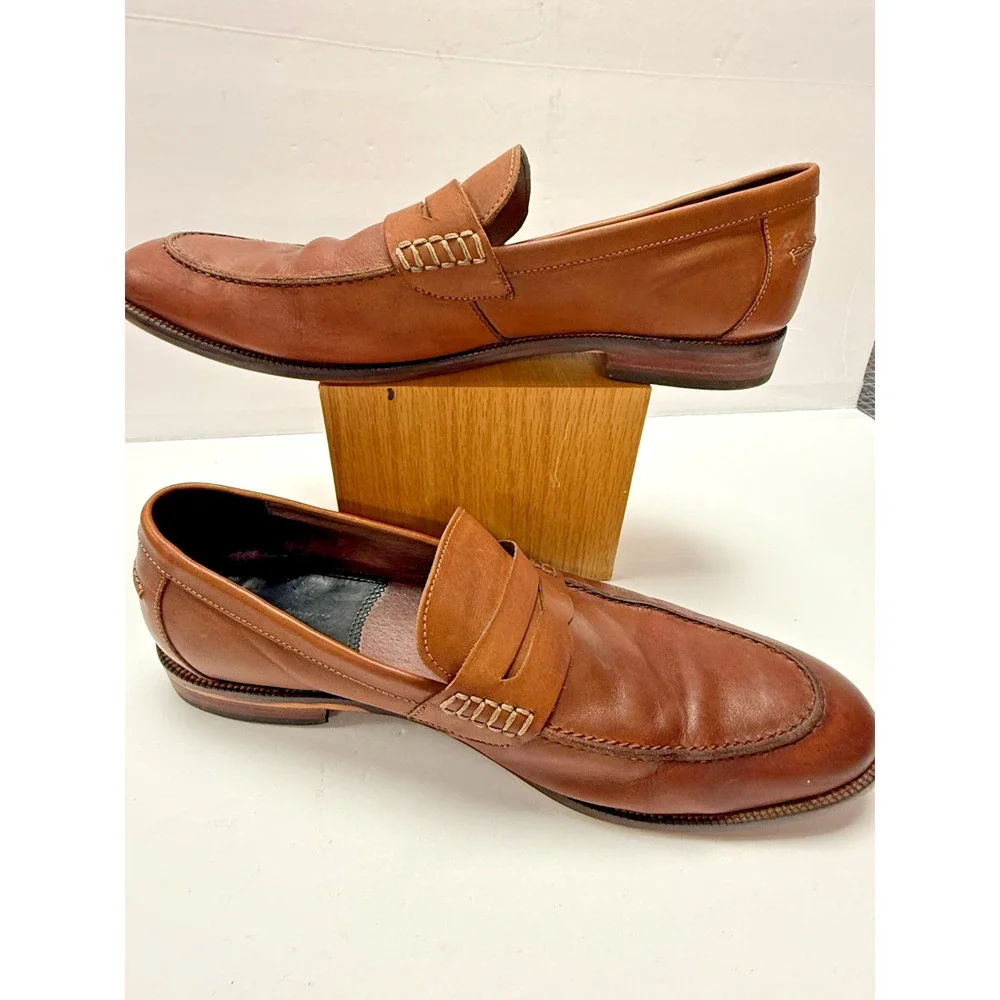 Blake McKay Brown Leather Penny Loafers Classic Dress Shoes Men’s 11